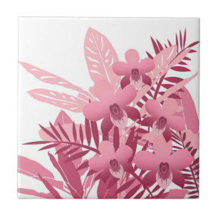 Carreau Bouquet de plantes tropicaux roses