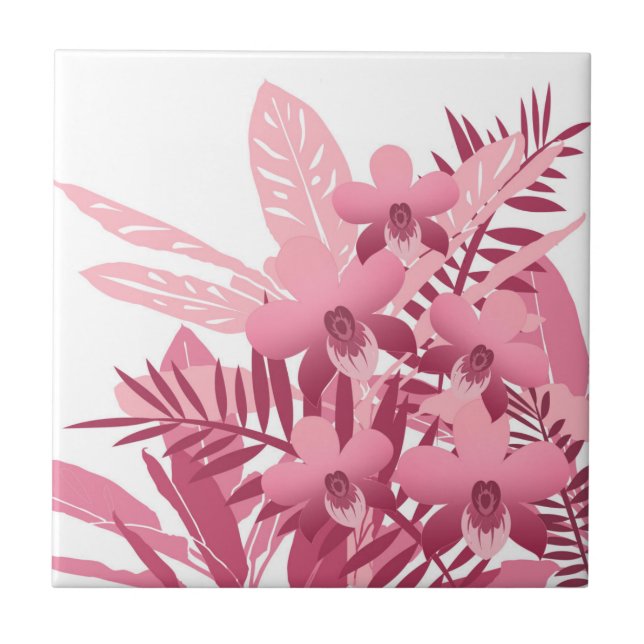 Carreau Bouquet de plantes tropicaux roses (Devant)