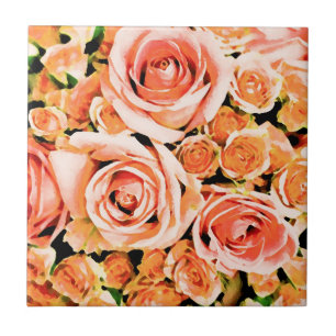 Carreau Bouquet de rose rose poire