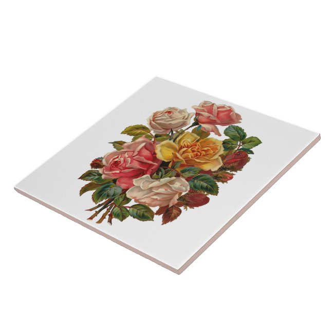 Carreau Bouquet de rose vintage (Côté)