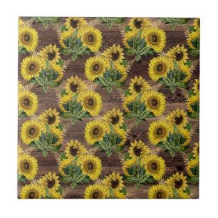 Carreau Bouquet de tournesols rustiques Ferme vintage Marr