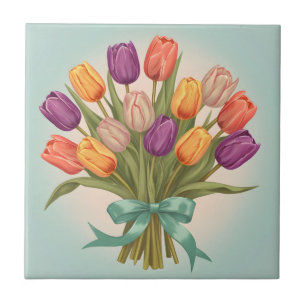 Carreau Bouquet de tulipes de printemps