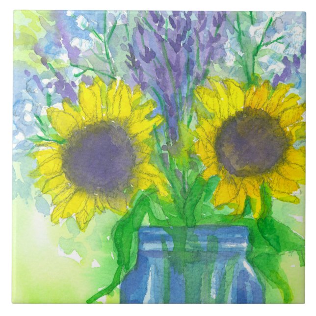 Carreau Bouquet d'haleine de Sunflowers Lavender Baby (Devant)
