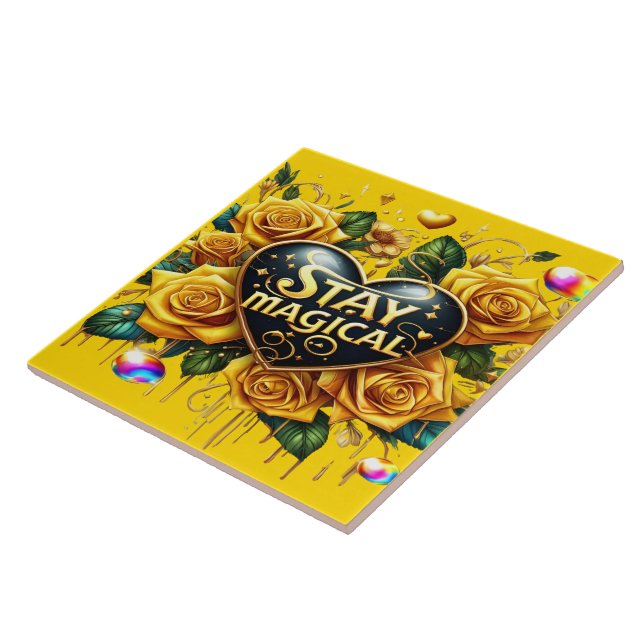 Carreau Bouquet enchanteur de Roses d'or et de coeur (Côté)