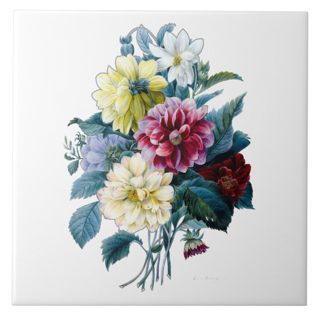 Carreau Bouquet floral de Dahlias mixtes (Devant)