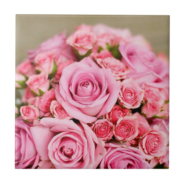 Carreau Bouquet nuptial rose roses (Devant)