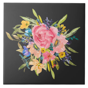 Carreau Bouquet Rose d'aquarelle