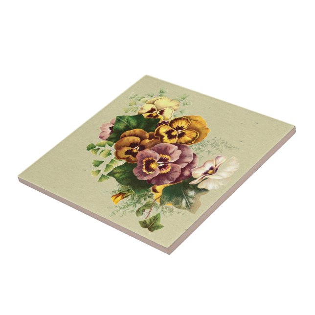 Carreau Bouquet vintage de pensées (Côté)