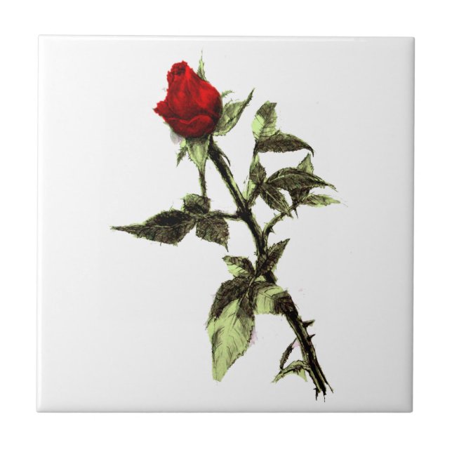 Carreau Bourgeon du rose rouge (Devant)