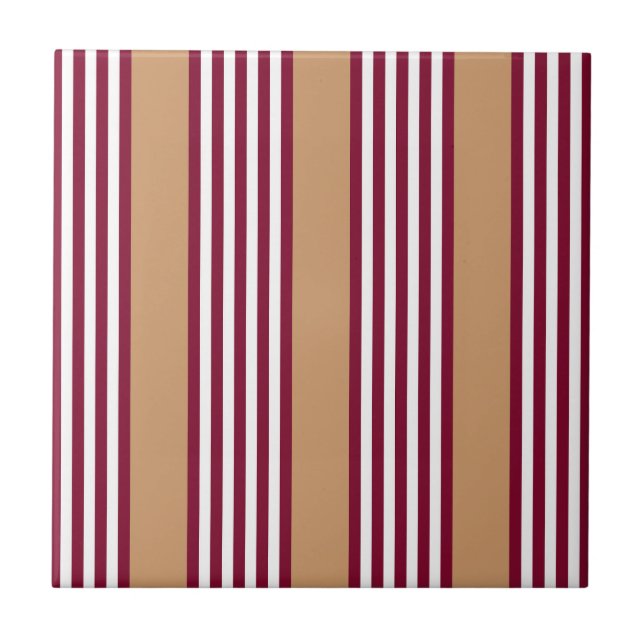 Carreau Bourgogne rouge cinq bandes motif (Devant)