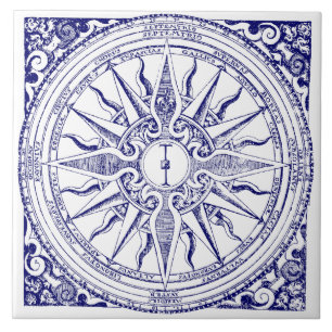 Carreau Boussole marine historique bleu et blanc Impressio