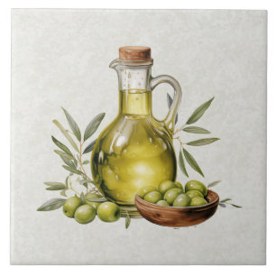 Carreau Bouteille d'huile d'olive de la Toscane rustique i