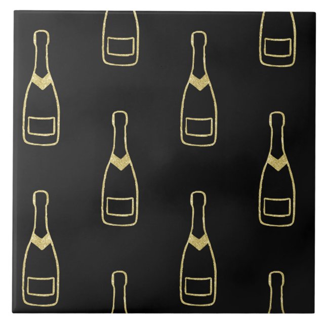 Carreau Bouteilles de Champagne Black Gold (Devant)