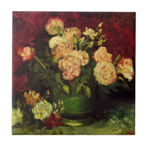 Carreau Bowl avec Peonies et Roses par Vincent van Gogh