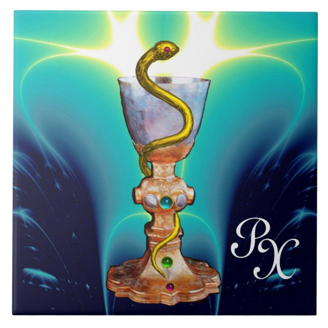 Carreau BOWL OF HYGEIA MONOGRAM Medicine, Pharmacien Blue (Devant)