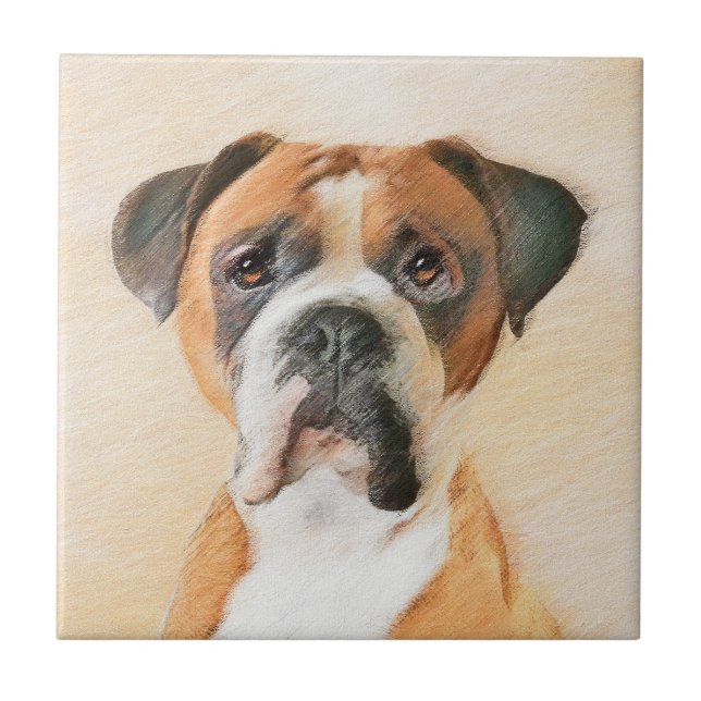Carreau Boxer Dog Peinture Non Décroché Art animal origina (Devant)