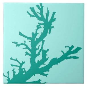 Carreau Branche de corail - turquoise et aqua