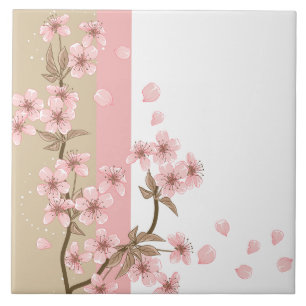 Carreau Branche élégante de fleurs de cerisier rose