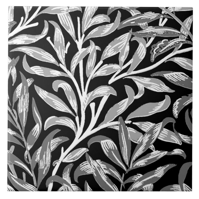 Carreau Branche, noir, blanc et gris de saule de William (Devant)