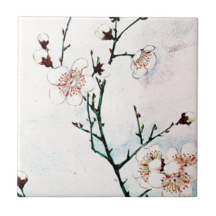 Carreau Branches de prune avec l'art d'Asiatique d'Ukiyo-e