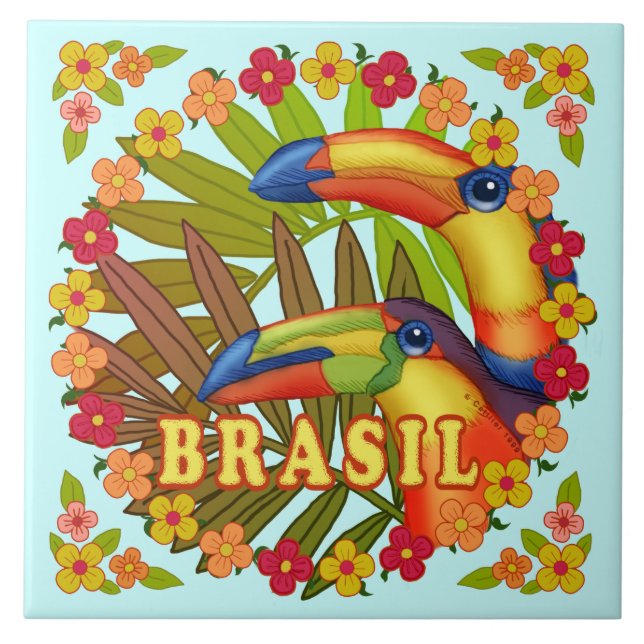 Carreau Brasil Toucans céramique (Devant)