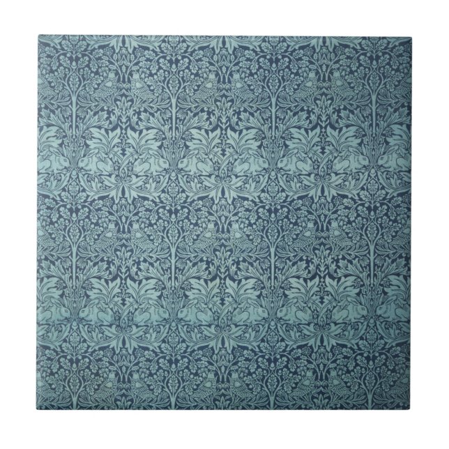 Carreau Brer Rabbit par William Morris Motif de textile bl (Devant)