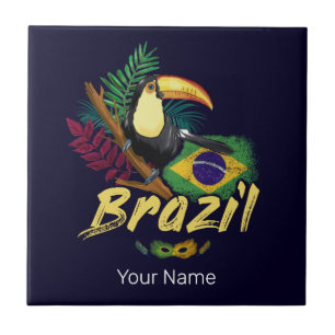 Carreau Brésil Vintage Toucan Drapeau Samba Masque Souveni