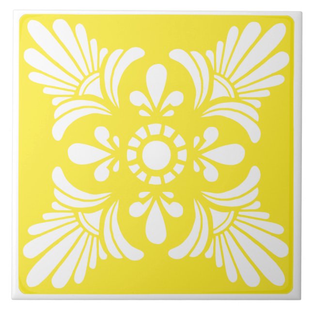 Carreau Bright Jaune et blanc méditerranéen (Devant)