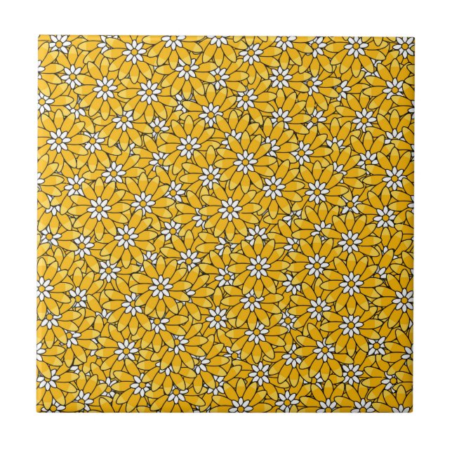 Carreau Bright Yellow Overlapping Floral Pattern (Devant)