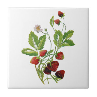 Carreau Broderie de fraises fraîches du printemps