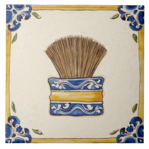 Carreau Brosse à maquillage bleu et or ou salle de bain à 