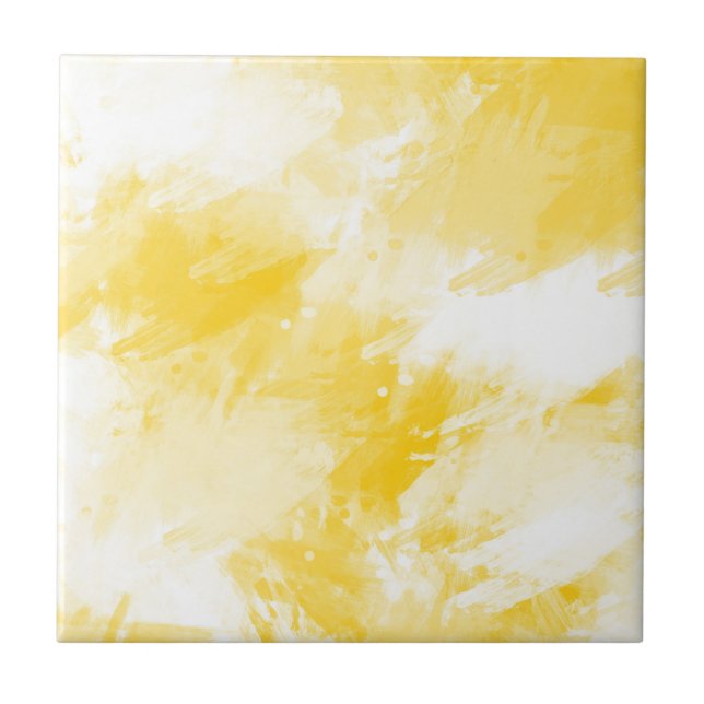Carreau Brosse Abstraite jaune et blanche (Devant)
