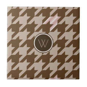Carreau Brown avec Rose Gold Accent Houndstooth Tile