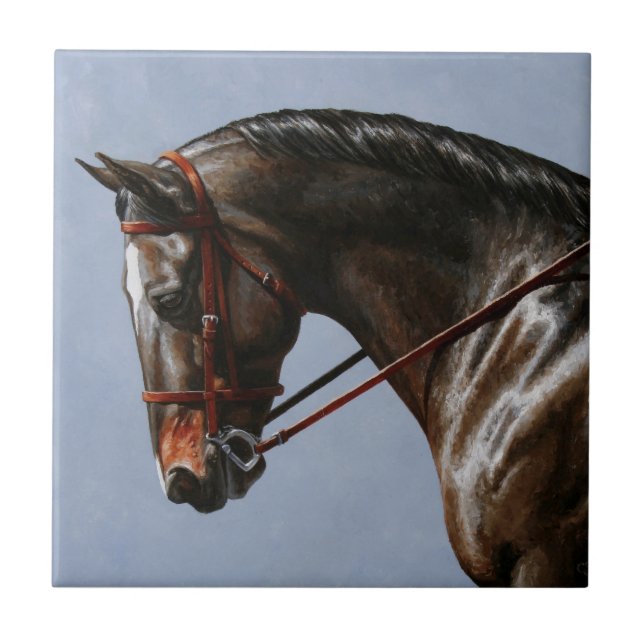 Carreau Brown Bay Oldenburg Horse Portrait (Devant)