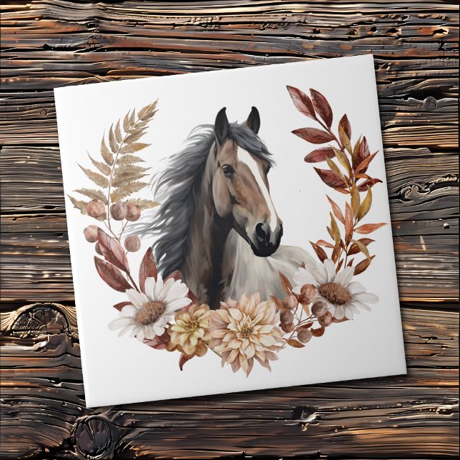 Carreau Brown Grulla Horse Vague d'automne (Créateur téléchargé)