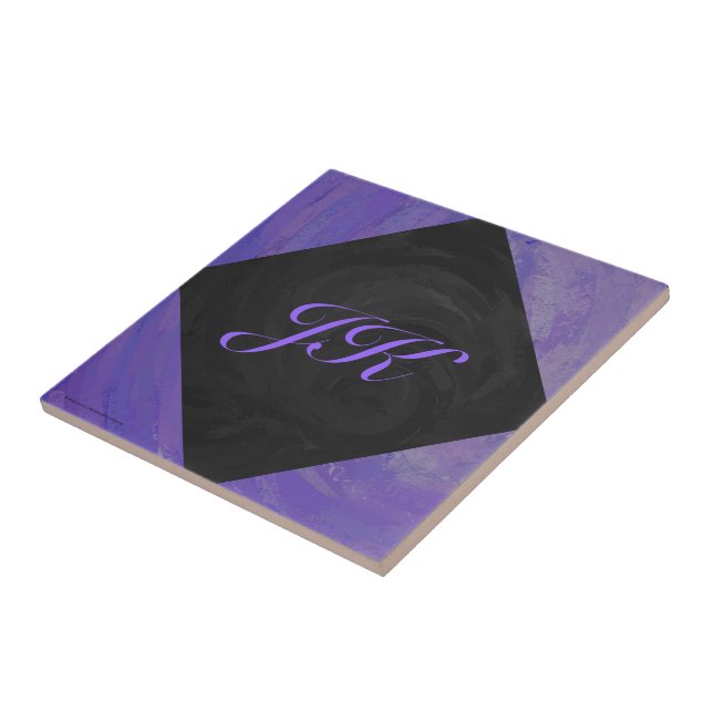 Carreau Broyeur de bleuets et monogramme noir (Côté)