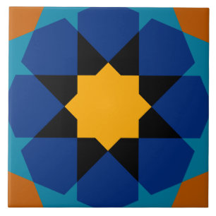 Carreau Brun bleu géométrique espagnol marocain de profil