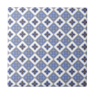 Carreau Brun lilas de gris de motif floral marocain de