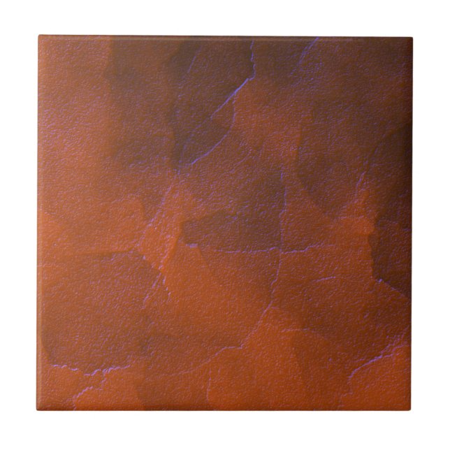 Carreau Brun Orange Rustique Reflets Bleus Art Abstrait (Devant)