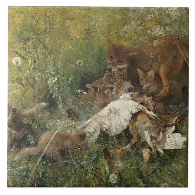 Carreau Bruno Liljefors - Une famille Fox (Devant)
