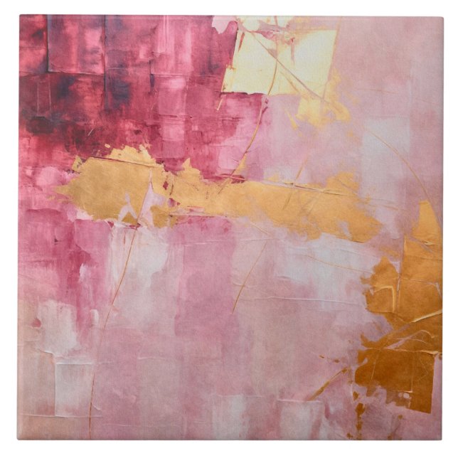 Carreau Brush artistique touche or et rose (Devant)