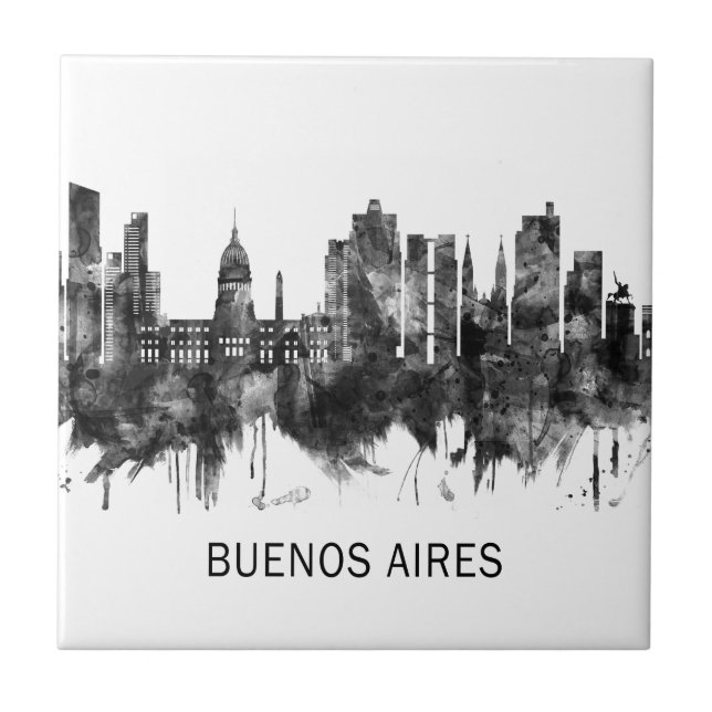 Carreau Buenos Aires Argentine Skyline BW (Devant)