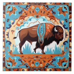 Carreau Buffalo Sud-Ouest Sud-Ouest Brown Bleu Turquoise