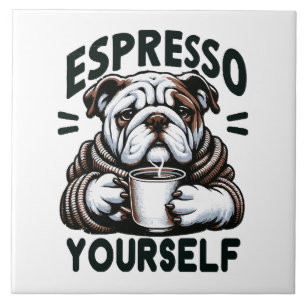 Carreau Bulldog au café espresso chaud - Café cosy