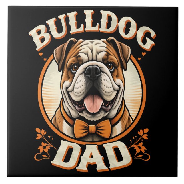 Carreau Bulldog Dad – Cute Vintage Bulldog Father’s Day (Devant)