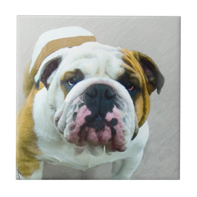 Carreau Bulldog Painting - Joli art original chien (Devant)