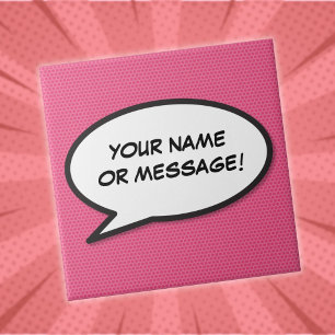 Carreau Bulle de texte de message personnalisé Fun Rose Ba