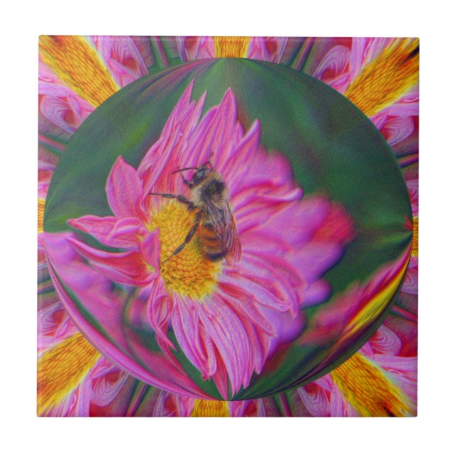 Carreau Bumble Bee In Bubble Nature Art Abstrait (Devant)