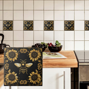 Carreau Bumble d'or et tournesol