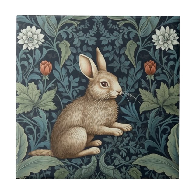Carreau Bunny dans la forêt Art nouveau (Devant)